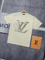 实拍 Nfc芯片感应 Louis Vuitton 路易威登 短袖T恤 Lv 经典飞机Logo字母图案印花短袖T恤 男女同款 面料：原版同步330克重双纱100%