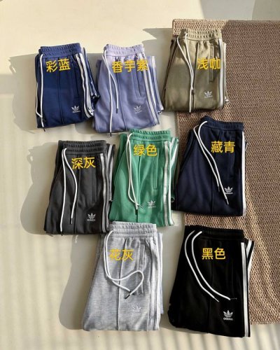 不下架 专柜品质 Adidas阿迪达斯三叶草三条杠长裤四季款情侣款2025新款休闲微弹直筒阔腿裤 三叶草简约舒适风 百搭神裤 专柜同款 品质1:1专柜面料打版