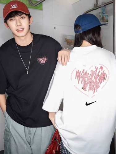 260G重磅纯棉 Nike 耐克 X Mlb 联名 爱心系列 复古美式短袖T恤 男女同款 半袖 情侣款 面料工艺： 1.260G重磅纯棉，100%棉，恰到好处的