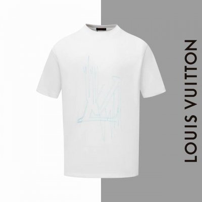 款号#Z90 lv 链条刺绣标志圆领短袖 louisvuitton官网一致款式 面料 32支双纱280克纯棉面料 同缸同色织染螺纹 颜色一致 工艺 进口机器万针