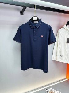 Hermes爱马仕 2025Ss夏季新款皮标Logo男士翻领polo衫 经典商务男款 客供定织100%网眼珠地棉布精心制成 面料表面排列均匀整齐的网眼纹理 透气