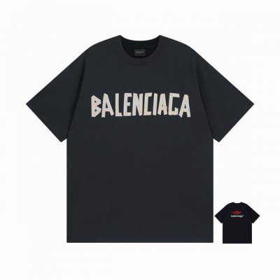 Balenciaga 巴黎世家2025 Ss 最新前后不同色面料拼接Ab双面印花刺绣双结合短袖T恤 本市场No.1的质量 真正天花板品质 全部原版开发注意细节图
