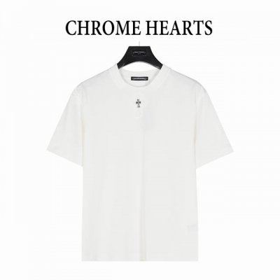 chromehearts 克罗心 25Ss 裁剪贴布镶嵌银饰十字架刺绣短袖T恤 厚实有型，购入原版开模打造，全套定制辅料，所有细节完美还原 定织定染260G纯棉