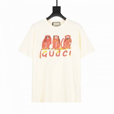 上新款号：G744 Gucci古驰动物三只猴子印花短袖 纯棉面料制作，面料手感扎实，上手非常有档次 贴身柔软细腻，饱满立体的胶质印花细节，非常精致 显品味，宽松