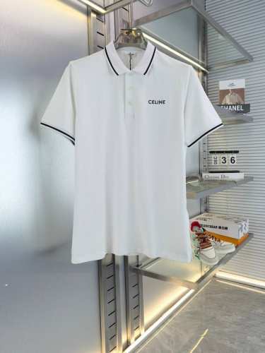 Celine 塞林 2025春夏新款短袖翻领polo衫 原版开发 高品质官网同步 正确版本 顶级复刻 可随意对比 三标齐全 高级进口丝光珠地面料，精美刺绣工艺