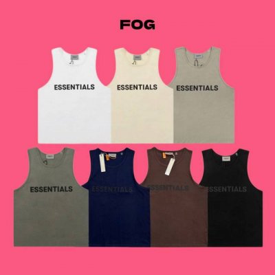 fear Of God Fog Essential 复线经典胶印字母Logo情侣无袖短袖背心-原单版本 color 黑色 杏色 碳灰 海军蓝 深咖 燕麦 白色