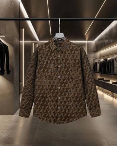 Fendi 芬迪 爆款来袭 经典满印双Ff提花牛仔衬衫 2025Ss官网新款长袖 衬衫 衬衣，精美提花Logo 高端版本，专柜定制面料 透气舒适度高，精工制作，