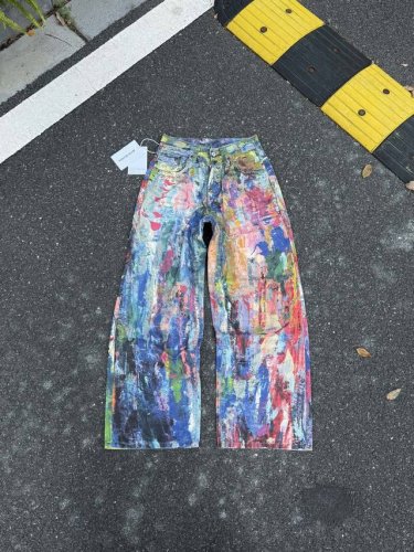 Ac530 顶级Acne Studios Ss25 1981F 彩色印花图案宽松低腰牛仔裤男女同款 磨毛无弹面料，才能出得来3D的效果，难点是前前后后修正了八次