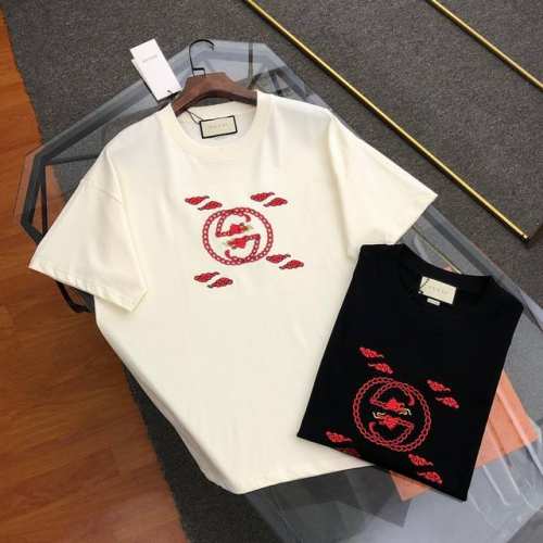 130包邮 gucci古驰2025春夏新款龙年限定刺绣Logo短袖T恤 原版面料高版本高品质 网红明星同款 定制定染简约基础款，简单大气，精致时尚，纯棉面料，面