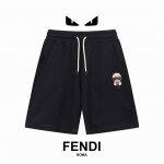 p160 （顶级版本，区别通货） Fendi 芬迪Ss秀款 修身线条徽标Logo潮流男女同款短裤 兼容所有身材 腰部松紧带黑白抽绳设计 定制抽绳口袋两侧都带有斜
