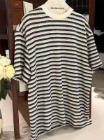 110 balenciaga巴黎世家 重磅实体高品质高密订织高克重双纱提花条纹T恤短袖情侣款 color: 杏色 Size: M-Xl m 肩宽57 胸围116