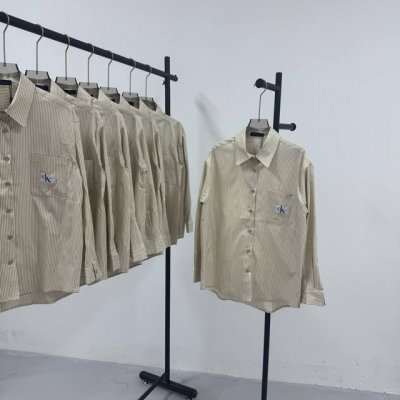04# Calvin Klein Ck 经典贴布绣花标工艺小标刺绣落肩条纹长袖衬衫 -不上过多吹牛的文案 直接上图上细节 懂行的老板直接看品控 独家背景细节实拍