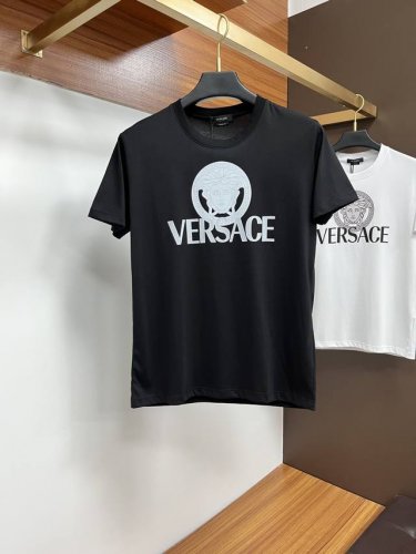 Versace 25春夏新品Medusa&品牌字母徽标印花标识短袖T恤 定制80支双股丝光棉面料 黑色 白色 M-4Xl