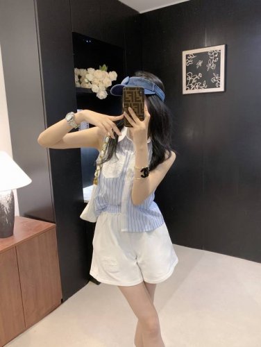 新款Miumi*撞色条纹套装～独家上新，定制条纹面料，模特上身均为大货实拍，Sml，套装