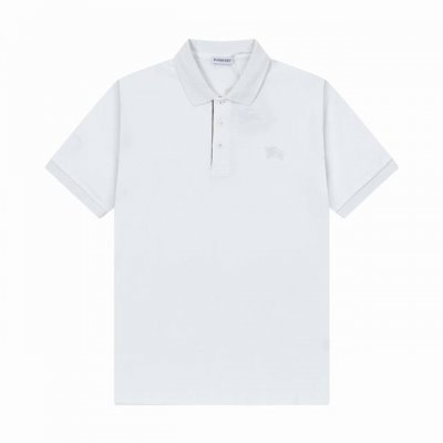 p130 品牌：Burberry 面料：纯棉 克重：250 颜色：白色 黑色 卡其 尺码：M-Xxl 时尚新款 简约设计 经典战马刺绣同色 鱼骨架罗纹领 定制钮