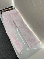 chane*2025新品上架 微喇印花牛仔长裤 定制Yb斜纹棉牛仔材质 多重水洗 呈现出挺括质感 微喇长裤裁剪 对称口袋搭配基础轮廓线耐看高级 通体活性满印不规