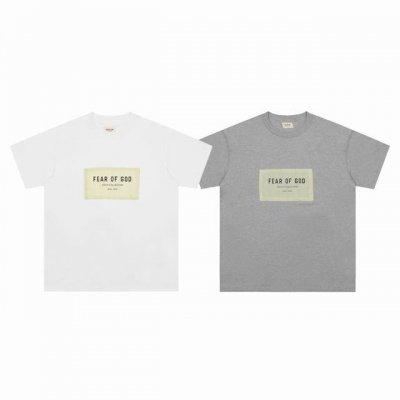 fear Of God Fog 主线 第六季高街贴布字母 Logo 情侣圆领短袖T恤-顶级复刻版本 Color：白色 灰色 Size：S M L Xl Numb