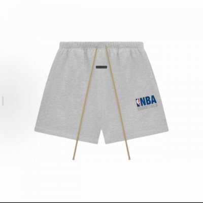 顶级版本Fear Of God Essentials X Nba 联名款 Fw24 Essentials Nba Sweatshorts 裤腿徽章标志抽绳系带休