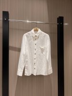 新款 金扣极简亚麻衬衣胸前口袋5号蝴蝶结装饰简约时尚 休闲百搭 Sml