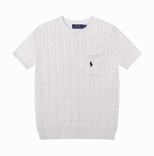 女款 拉夫劳伦Ralph Lauren圆领纯色胸前口袋小马刺绣Logo针织短袖 手感软糯，舒适亲肤，通身绞花编织设计，工艺复杂，耗时费力，圆领的设计，修饰脖颈线