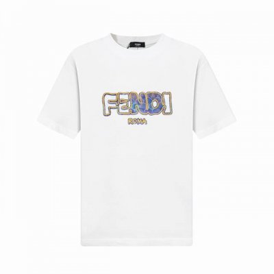 Fendi芬迪 25Ss高版全新做法3D双重工艺，立体硅胶+织布材质重工艺形成的Logo圆领短袖T恤。 定制240克同缸染面料 手感非常舒服 春夏最新砖柜同步