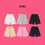 ami Paris 经典中爱心刺绣情侣休闲毛圈短裤-顶级版本 有配套短袖 Color：白色 灰色 黑色 卡其 粉色 藏青 Size：S M L Xl Nombe