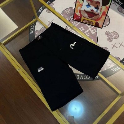 上新， Evisu福神2025新款男士樱花海浪字母大M短裤 颜色：黑 尺码：S-Xxl 尺码：S M L Xl Xxl S码 腰围78 裤长53 脚口56 适合