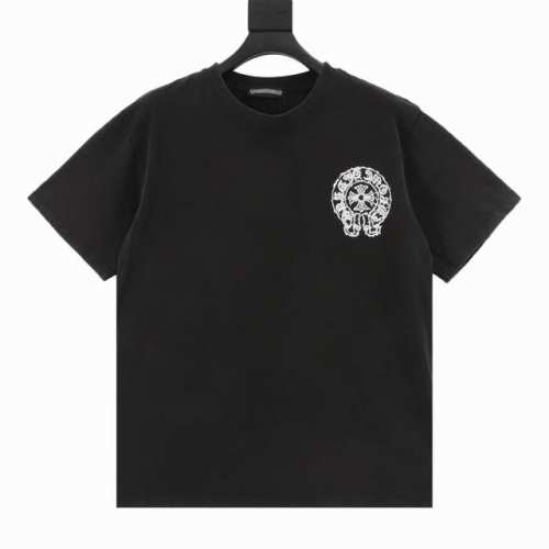 Chrome Hearts Ch 克罗心25Ss水洗做旧梵文十字架圆领短袖T恤 面料:采用280克双纱爽滑面料、经过高温预缩处理克重高达300克，配套同缸1X1