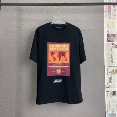 A91 Louis Vuitton路易威登Lv 采用300足克面料 25新款 地图烫钻 宽松版型 男女同款短袖 独家专供新款原单休闲短袖 高端定制 高版本 时尚
