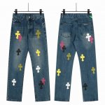 8156 Chrome Hearts 克罗心Ch Australia系列 限定彩色拼皮多色高街工装牛仔裤 真实还原Vintage极致质感 意产特种牛皮印花再切割