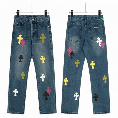 8156 Chrome Hearts 克罗心Ch Australia系列 限定彩色拼皮多色高街工装牛仔裤 真实还原Vintage极致质感 意产特种牛皮印花再切割