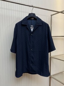 dio 迪奥桑蚕丝棉质混纺满印提花套装短袖衬衫 Size：S M L Xl