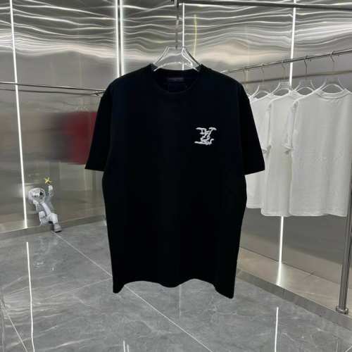 LV 2025春夏新款 短袖T恤 260克定制面料 个性绣花 男女同款 S M L Xl Xxl 五个码 黑色 白色