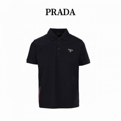 prada普拉达Prd 下摆标识三角牌短袖Polo衫 原版7 购入，200G定制定染珠地面料 ，还原原版。面料手感非常舒服，激光去孔贴合压花过胶工艺，经典款式，