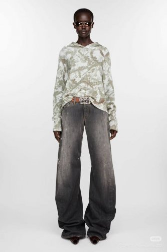 6002# Acne Studios25Ss新款Ac新品弯刀神裤版型.显瘦裤.重工泼墨水洗马骝工艺.男女同款.直筒裤. 码数：Xs.S.M.L.Xl
