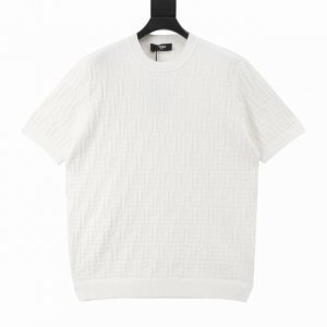 Fendi芬迪Fd 双F Sellerid全印针织短袖T恤 正品9500购入，定染40支料疏棉纱，奢弹云纹丝拉架毛料，采用德国欺特乐织机14针，毛料酵洗，毛料提