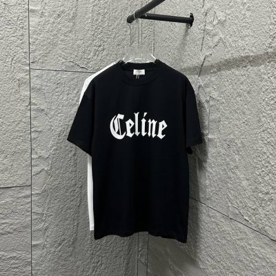Celi* 塞琳 2025春夏款 简约大C字母植绒工艺 个性Logo 定制双纱平纹纯棉面料 短袖T恤 男女同款 尺码： S 90-130斤 M 120-150斤