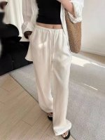 100%进口亚麻阔腿裤女夏季新款超爆款 双色四码 S M L Xl