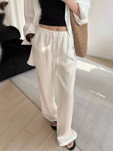 100%进口亚麻阔腿裤女夏季新款超爆款 双色四码 S M L Xl