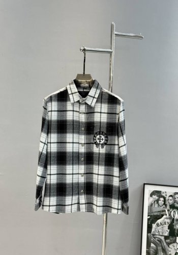 chrome Hearts*克罗心25S新品衬衫外套！男女同款！经典格子造型.胸前克罗心标识设计.色彩搭配潮人必备款推荐.定制格子棉质面料.舒适柔软.适中的重量