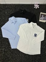 Mlb后背徽标Logo字母宽松休闲纯色时尚百搭长袖衬衫 男女同款 想要在街头轻松成为焦点？Mlb后背徽标Logo字母长袖衬衫，用独特设计诠释潮流态度！精选柔软透