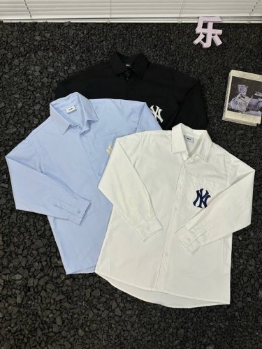 Mlb后背徽标Logo字母宽松休闲纯色时尚百搭长袖衬衫 男女同款 想要在街头轻松成为焦点？Mlb后背徽标Logo字母长袖衬衫，用独特设计诠释潮流态度！精选柔软透