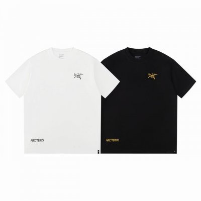 arc'teryx 始祖鸟春夏新款280克高克重纯棉滴胶印花 Logo短袖T恤 始祖鸟字母Logo印花，高端32S双纱280克面料重磅面料，定制拉架罗纹同缸同染
