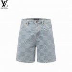 Louis Vuitton 路易威登25Ss 棋盘格拼接水洗蓝牛仔短裤 Lv Distorted Damier 24年秋冬新款限量棋盘格牛仔，每年Lv牛仔外套