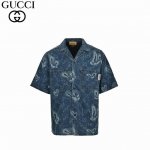 Gucci 古驰 24Ss 液态心形牛仔短袖衬衫 灵感故事源于英国艺术家兼插画家哈蒂.斯图尔特的合作款~这个系列注入了有趣的人物角色，灵感来源于涂鸦炸弹，形状为