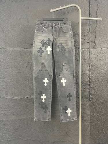 款号：X039 款式：24Ss Vip定制黑白贴皮火焰高街牛仔裤 面料：采用珠帆布面料，经重工水洗，上身质感足，水洗后柔软且透气性好。 版型：整裤立体裁剪，裤型