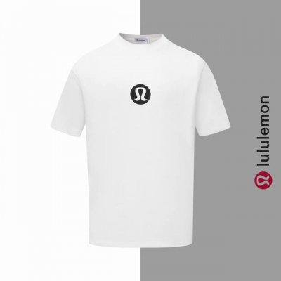 款号#Z68 lulu图标字母小标圆领短袖 lululemon官网一致款式 面料 32支双纱280克纯棉面料 同缸同色织染螺纹 颜色一致 工艺 进口机器白墨直喷