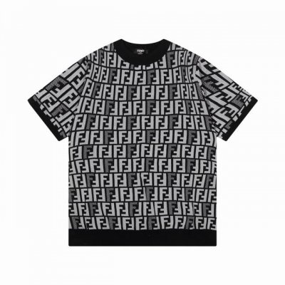 fendi芬迪满身双Flogo提花圆领针织T恤 颜色 黑 白 灰 紫 码数 M L Xl Xxl