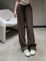 Alexand*R Wang 25Ss春夏新款 轻薄休闲宽松阔腿裤丨独家高版出品！进口人棉材质 肌理明显 透气好穿 阔腿直筒长裤剪裁 搭配同色抽绳 穿脱方便不限