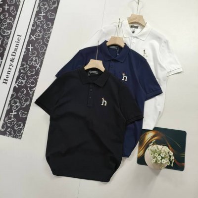 尺码M-2Xl主推款 2025夏装新品Hazzys哈吉斯男款皇冠小狗刺绣短袖Polo衫 商务休闲纯色领子 小狗刺绣重磅纯棉T恤 Polo衫 高端高品系列 商场热